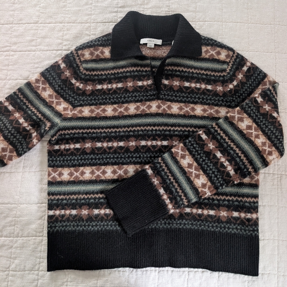 vince fair isle polo sweater NWOT - Picture 5 of 7